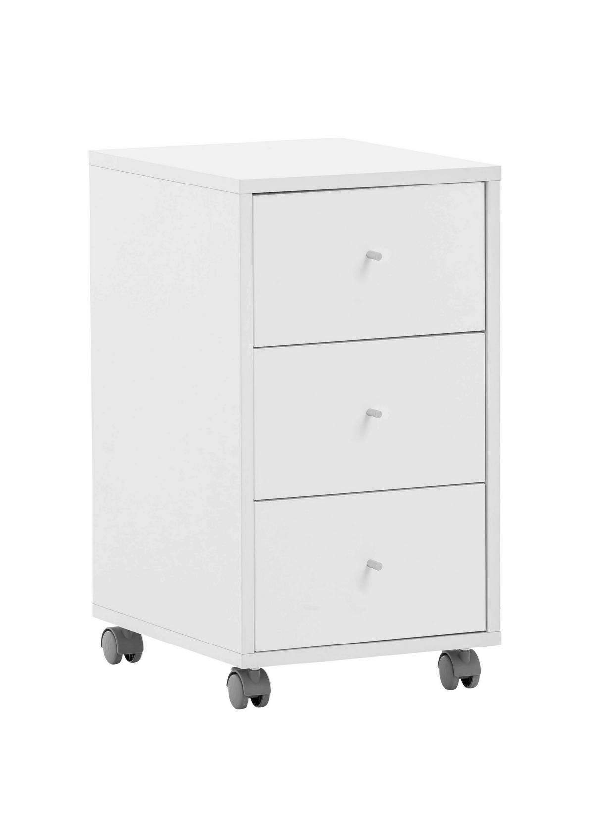 ROLLCONTAINER Pigeon 59,7x32,6x39 cm 3 Schubladen Weiß - Weiß, Holz (32.6/59.7/39cm) - PROREGAL