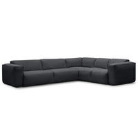 ECKSOFA mit Rundecke - Schwarz/Grau, Kunststoff/Textil (325/260cm) - home24
