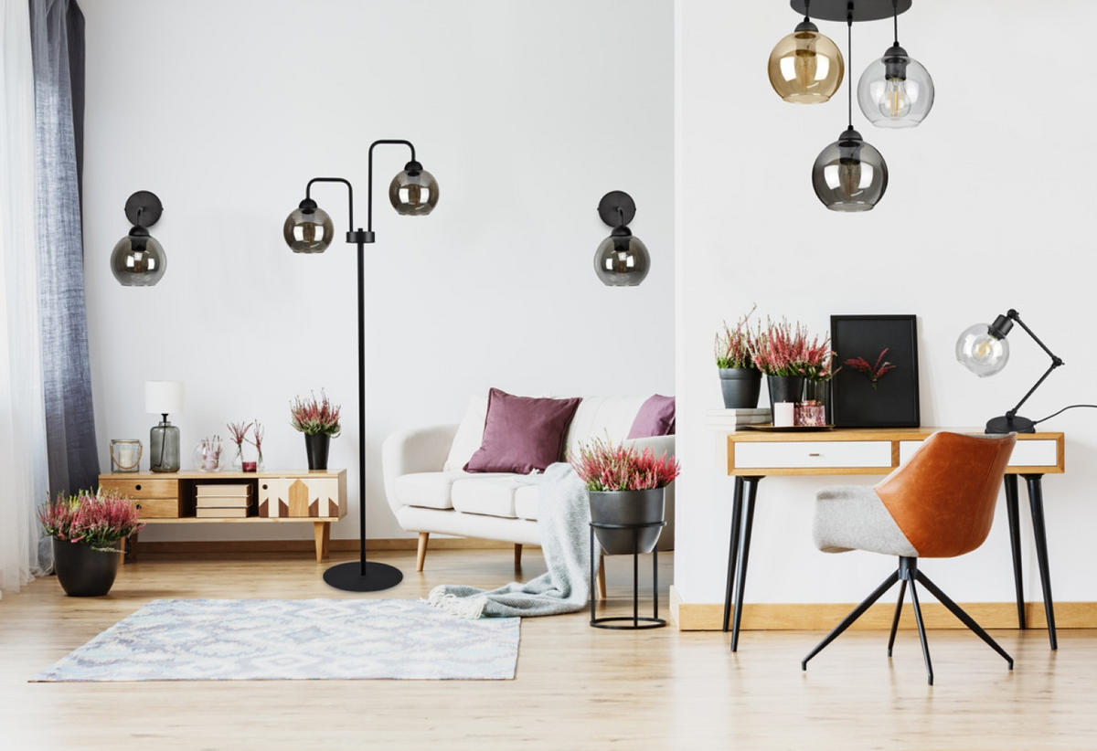 PENDELLEUCHTE HAGEN - Transparent/Schwarz, Glas/Metall (40/40/70cm) - kiki design