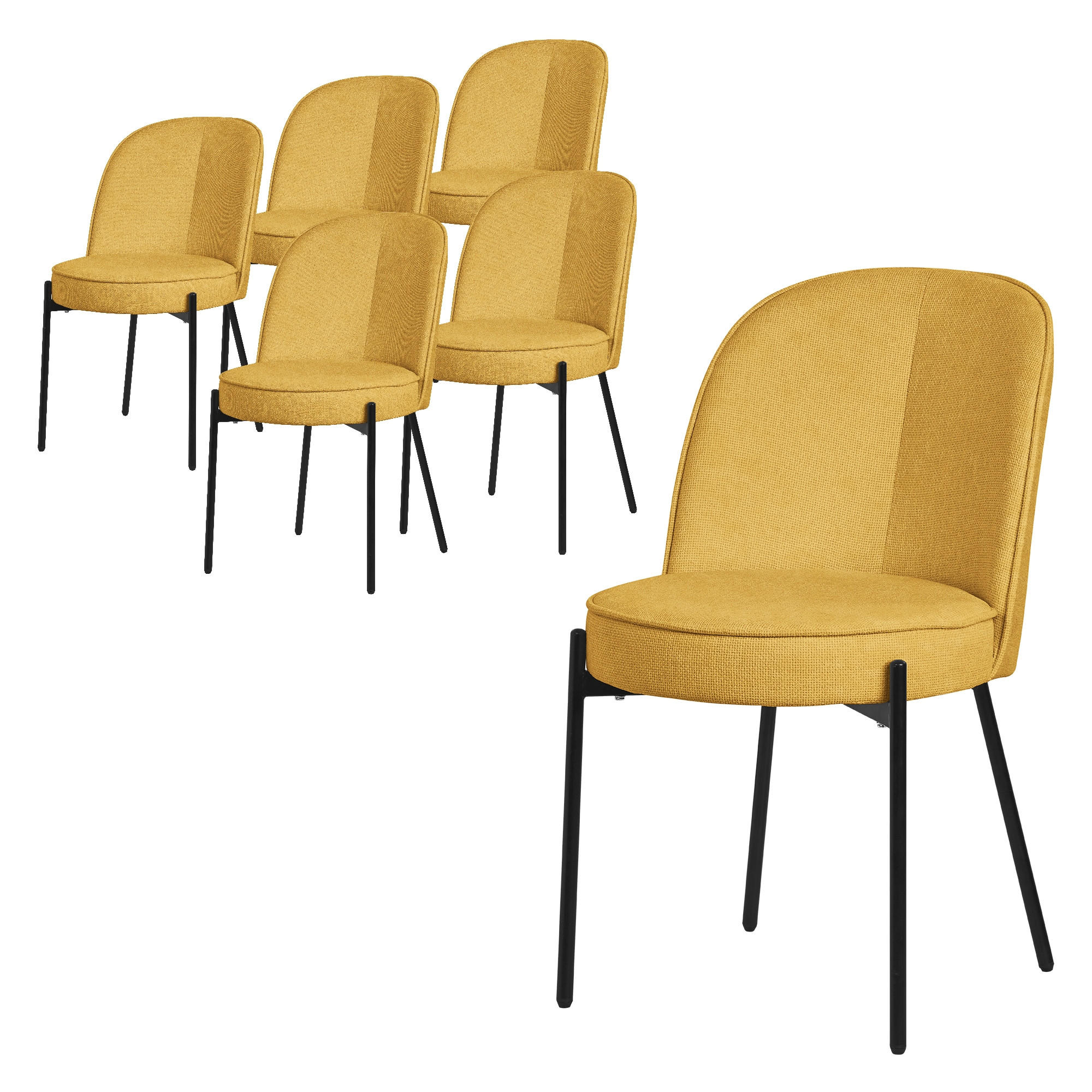 ML-DESIGN JÍDELNÍ ŽIDLE, sada 6 ks, hořčičná, s látkovým potahem
