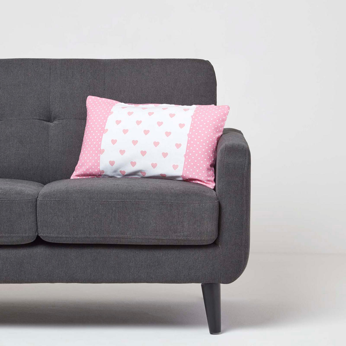 PATCHWORK-KISSENHÜLLE Herzen 30/50 cm - Rosa, Textil (30/50cm) - Homescapes