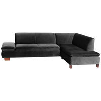 ECKSOFA mit Ottomane rechts Kaye Bezug Samtvelours Buche nussbaum dunkel / schwarz - Schwarz, Kunststoff (270/190cm) - 58aufmkessel