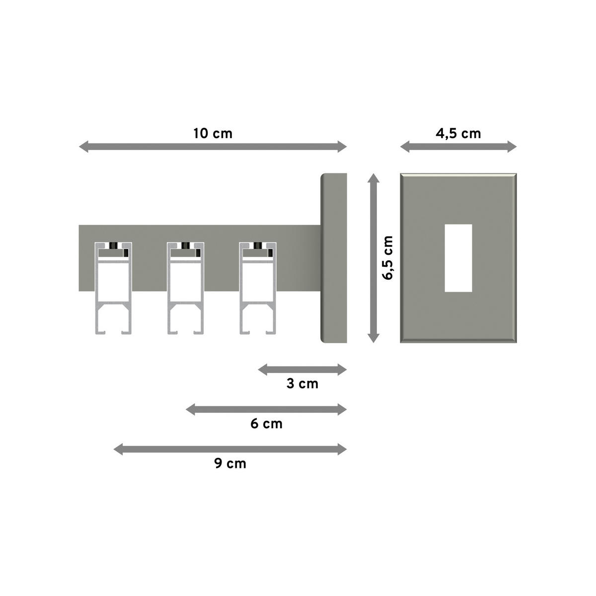 INNENLAUF-GARDINENSTANGEN-SET Smartline Paxo 480 cm (geteilt in 3 x 160 cm), 3-läufig, 14x35 mm Edelstahl-Optik - Edelstahlfarben, Metall (480cm) - INTERDECO