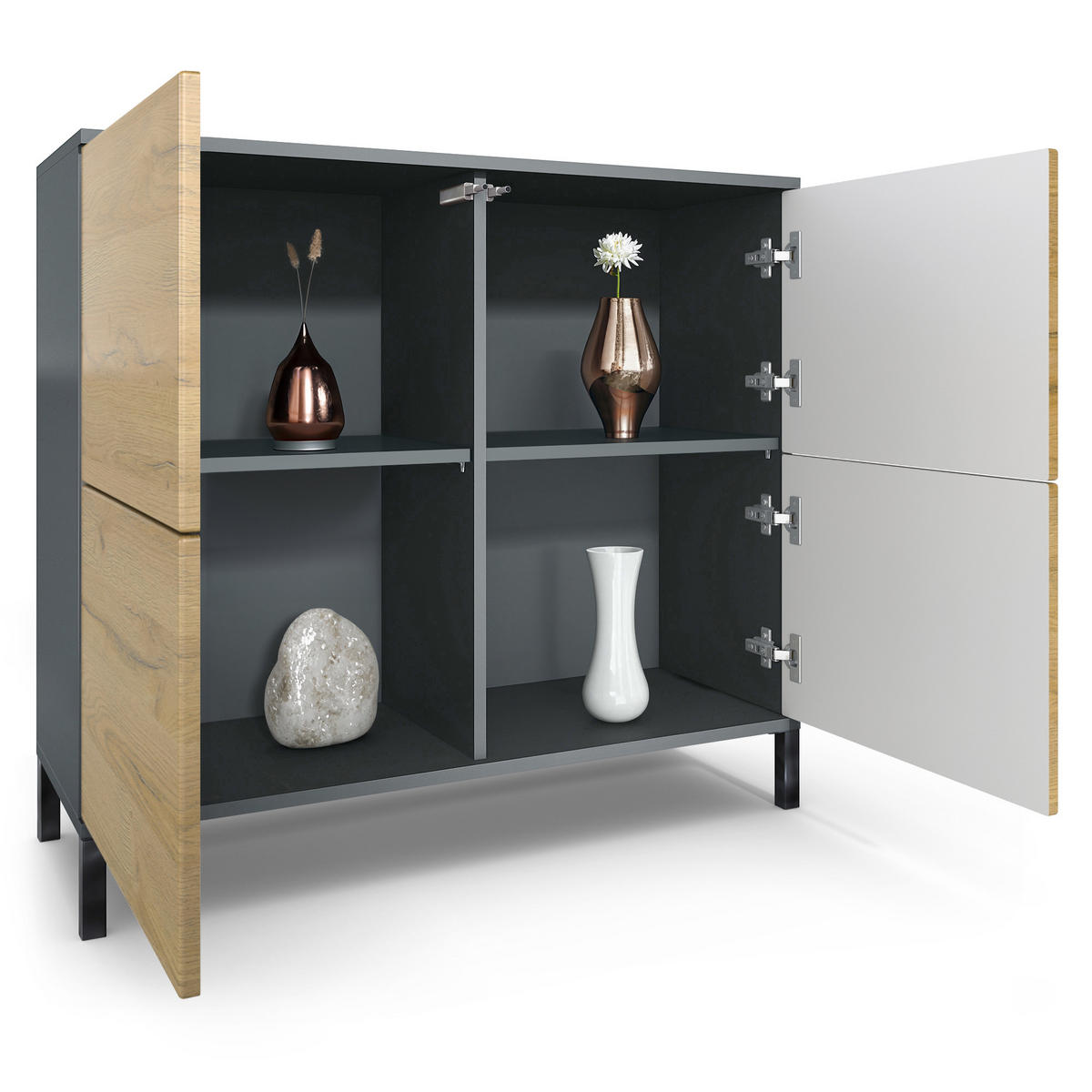KOMMODE Rova Bronze Optik - Bronzefarben, Holzwerkstoff (92.5/83.5/35cm) - Vladon