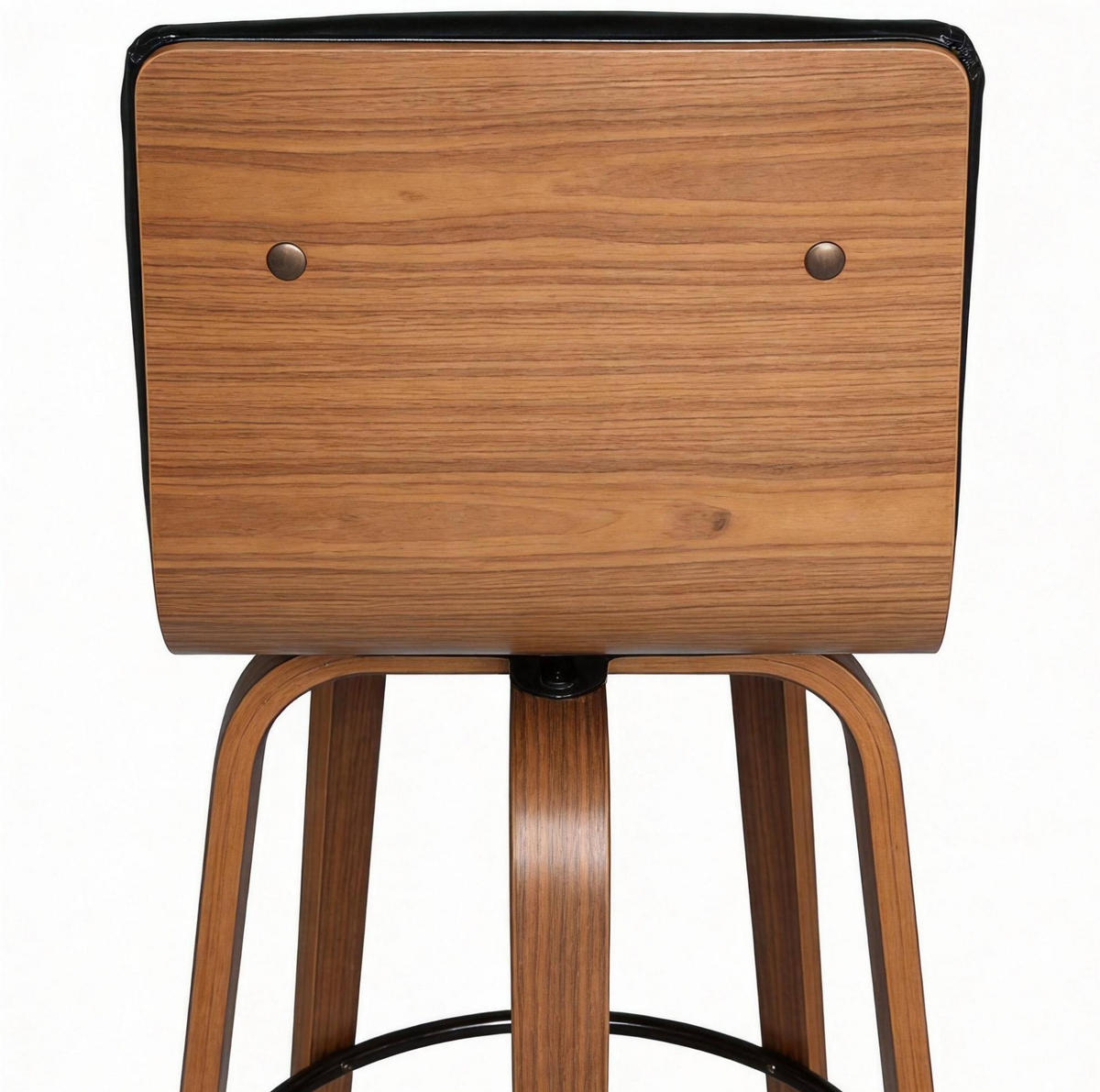 BARHOCKER mit PU-Lederpolsterung, Drehfunktion und Fußring - Schwarz, Holz (48/90/40cm) - MIVRAY