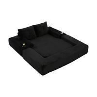 SCHLAFSOFA mit Cordbezug, Federkern, Memory-Kissen und Getränkehalter - Schwarz, Textil (180/80/98cm) - EVRYAE