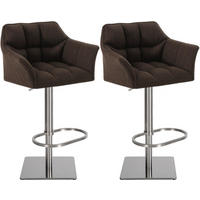 BARHOCKER 2er Set Damaskus Stoff edelstahl braun - Edelstahlfarben/Braun, Textil/Metall (64/110/48cm) - TPFLiving