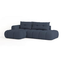 ECKSOFA FLUMA L-S Blau Geflochtener Stoff mit Schlaffunktion - Blau, Holz (274/165cm) - MASSENO