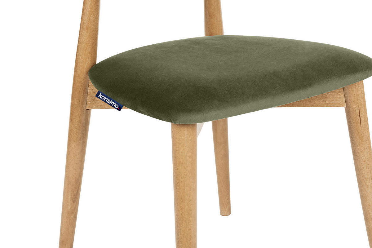 ESSZIMMERSTÜHLE RABI (2er-Set), grün / Eiche hell - Eichefarben/Grün, Holz/Buchenholz (47/79/45cm) - KONSIMO®