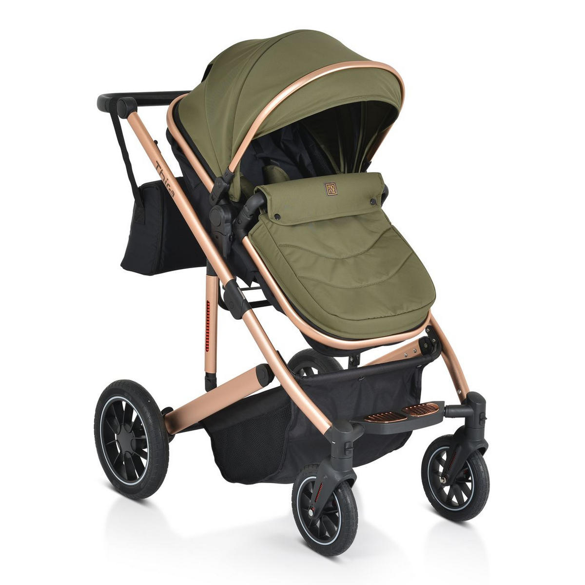 KINDERWAGEN 2 in 1 Thira grün Babywanne, umbaubar, Sportsitz, Fußabdeckung - Grün, Metall (96/61/107cm) - Moni
