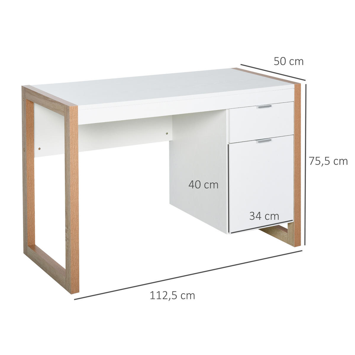 BÜROTISCH Weiß 1 Stück - Weiß, Holzwerkstoff (50/112.5/75.5cm) - GiPP
