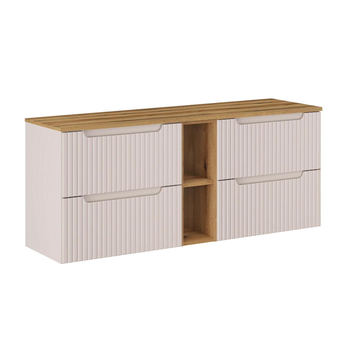 WASCHTISCHUNTERSCHRANK 140.4cm Riva Kaschmir und Holz - Beige, Holzwerkstoff (140.4/59/40cm) - Petits-meubles