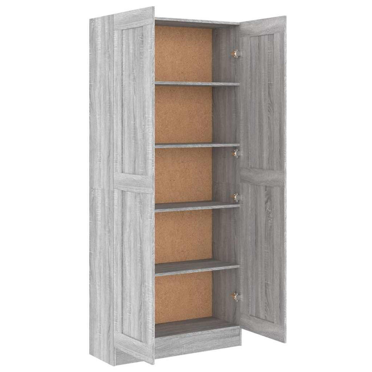 BÜCHERREGAL mit 5 Fächern, 2 Türen 82,5/30,5/185,5 cm aus Holzwerkstoff Grau Sonoma Dekor - Silbereichenfarben, Holz (82.5/185.5/30.5cm) - vidaXL
