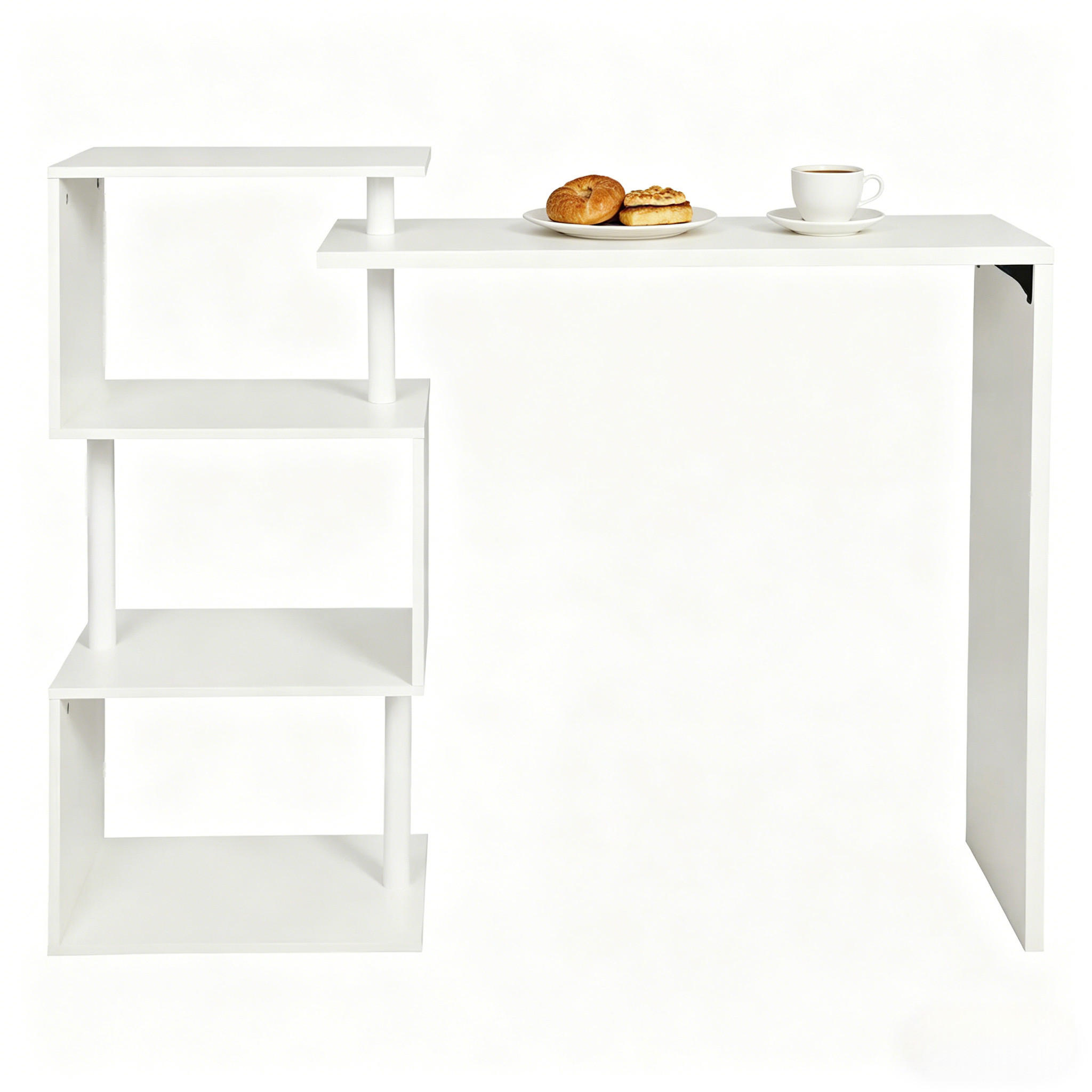BARTISCH DE-37230 mit 3 großen Regalen Weiß - Weiß, Holzwerkstoff (97.5/38/100cm) - ComfortXL