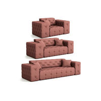 SOFASET Chantal - Rosa, Holzwerkstoff/Textil (251/78/96cm) - Fun Möbel