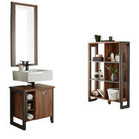 BADMÖBEL-SET 3-teilig Eiche Stirling, Matera grau, Badkombination 171 x 205 cm - Eichefarben/Grau, Holzwerkstoff (171/205/40cm)