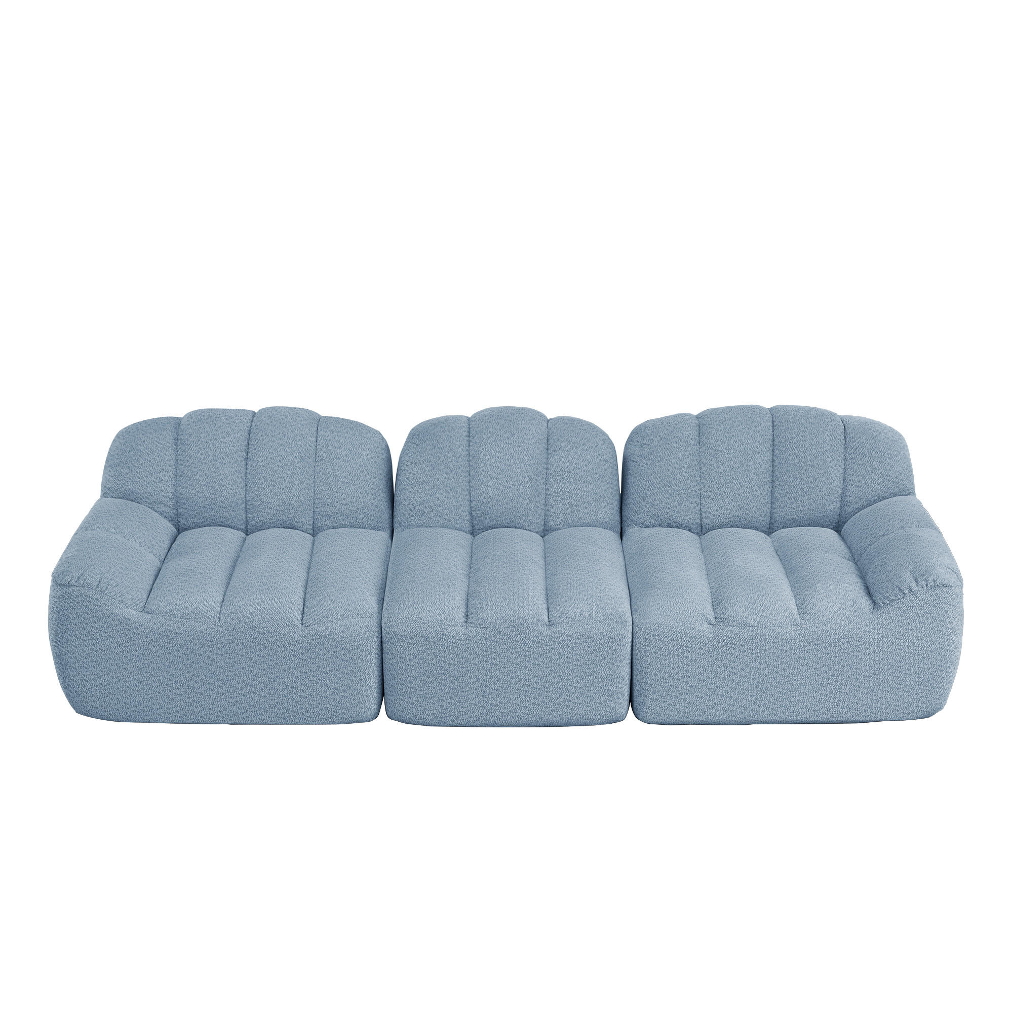 3-SITZER SOFA Granulierte Fleece Blau - Blau, Textil (288/79/104cm) - WISHDOR
