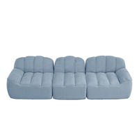 3-SITZER SOFA Granulierte Fleece Blau - Blau, Textil (288/79/104cm) - WISHDOR