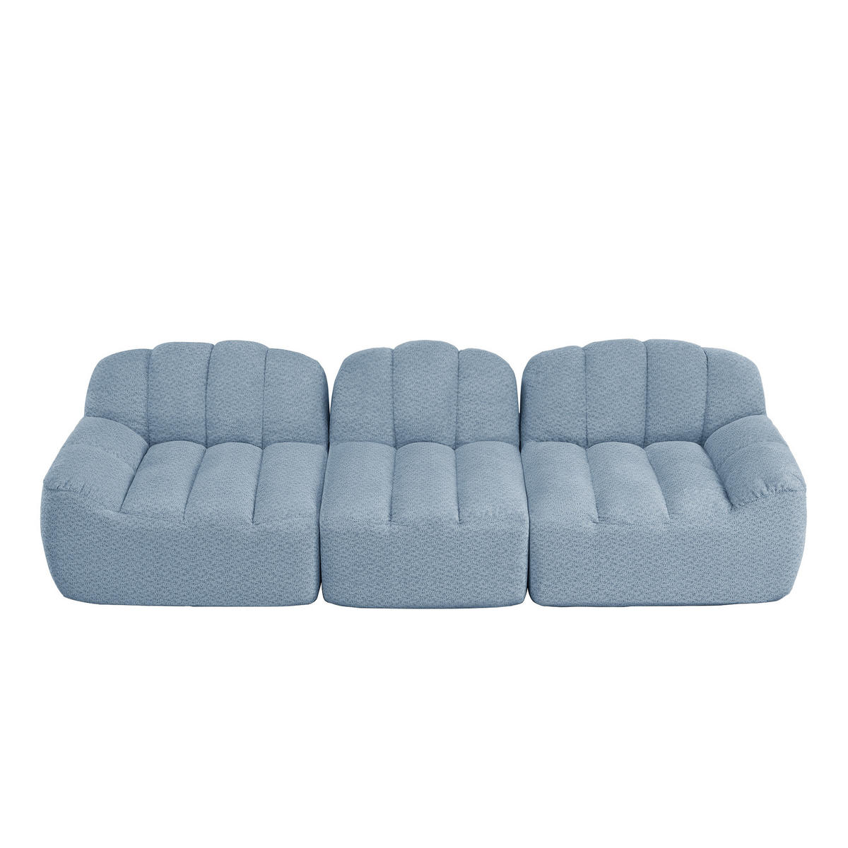 3-SITZER Sofa 288×104×79 cm Granuliertes Fleece rahmenlos modular, blau - Blau, Textil (104/79/288cm)