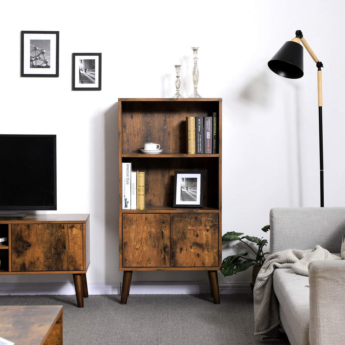 BÜCHERSCHRANK BÜROSCHRANK - Schwarz, Holzwerkstoff (30/120/60cm) - Hansiro