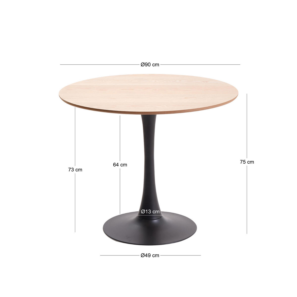 ESSTISCH Rund Braun 90 x 90 x 75 (cm) - Braun, Holz (90/90/75cm) - Nordlys