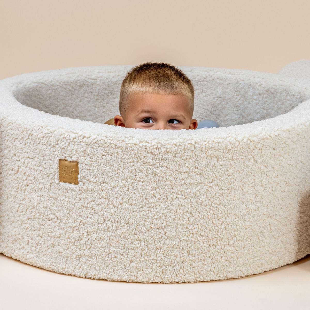 BÄLLEBAD für Kinder, Bearly, Grau - Koralle/Goldfarben, Textil (90/90/30cm) - MeowBaby