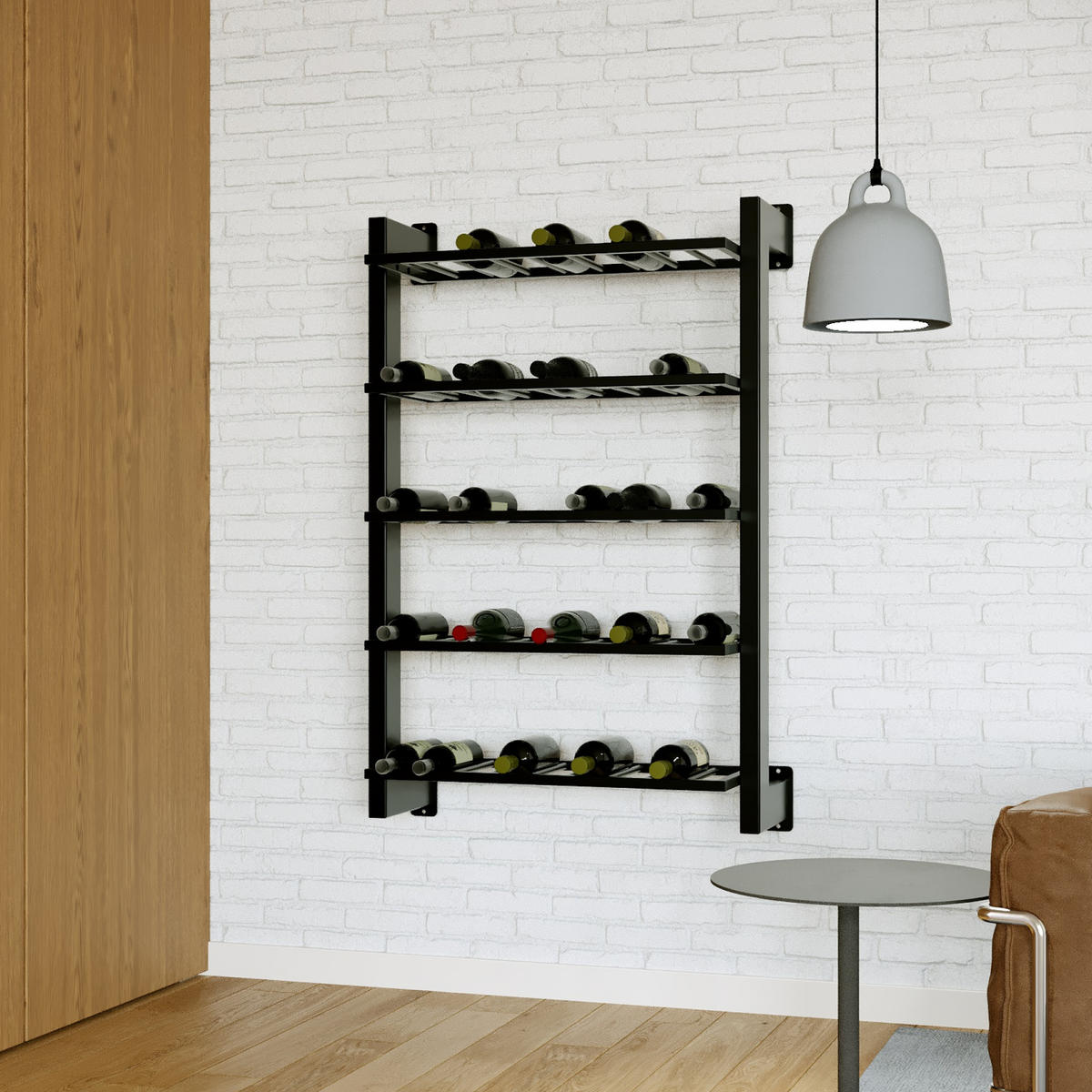 WEINREGAL Canary Metall,Schwarz, Für 45 Weinflaschen 120/80/30 cm - Schwarz, Metall (30/120/80cm) - Metalo Pro