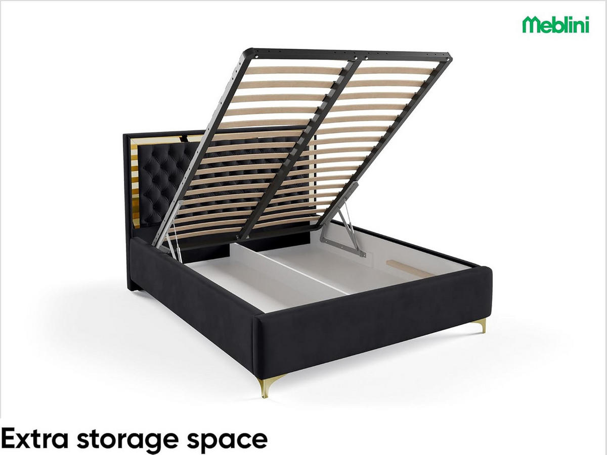 POLSTERBETT ARONA - Schwarz, Textil (120/200cm) - Meblini