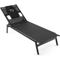 SONNENLIEGE mit Gesichtsöffnung Schwarz - Schwarz, Metall (63/98/163cm) - COSTWAY
