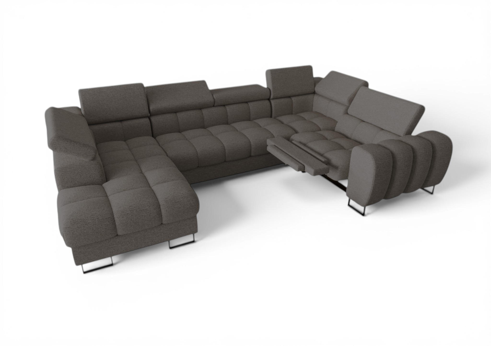 WOHNLANDSCHAFT Bastien Relax - Dunkelgrau, Holzwerkstoff/Textil (198/95/350cm) - Fun Möbel