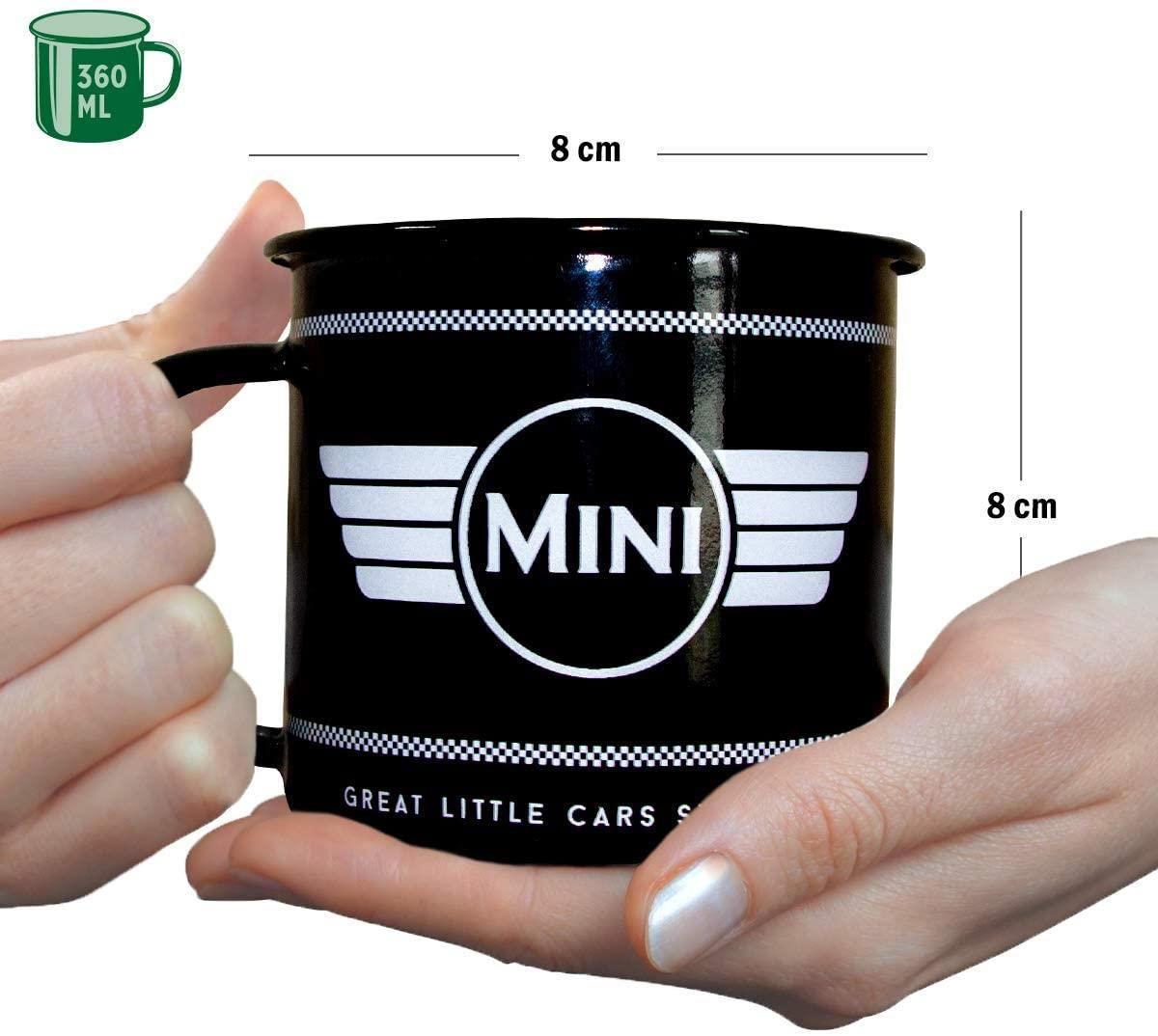 EMAILLE-BECHER 360 ml Mini Logo Black - Anthrazit/Weiß, Metall (0.36L) - Nostalgic-Art