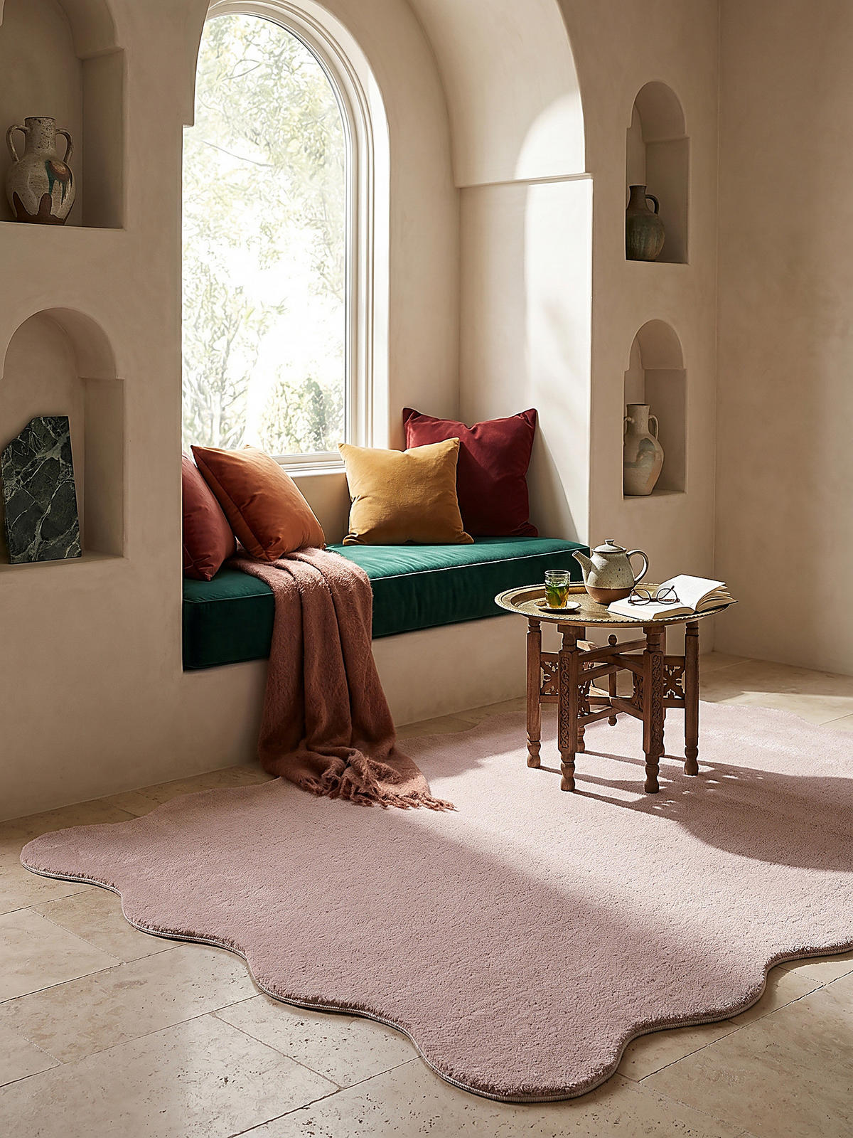HOCHFLORTEPPICH Antirutsch Uni TIRSO Polyester Puderrosa 140 x 200 cm - Rosa, Textil (140/200cm) - KADIMA DESIGN
