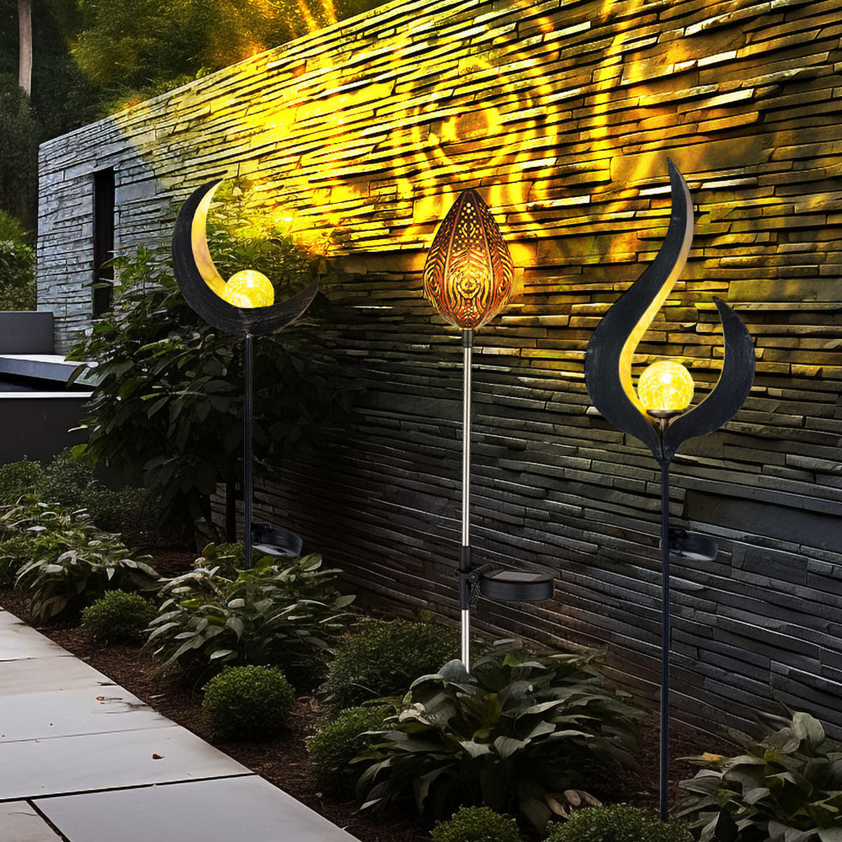 LED AUSSENLEUCHTE Bronze 3er Set - Bronzefarben, Glas (16.7/6/90cm) - Globo Lighting