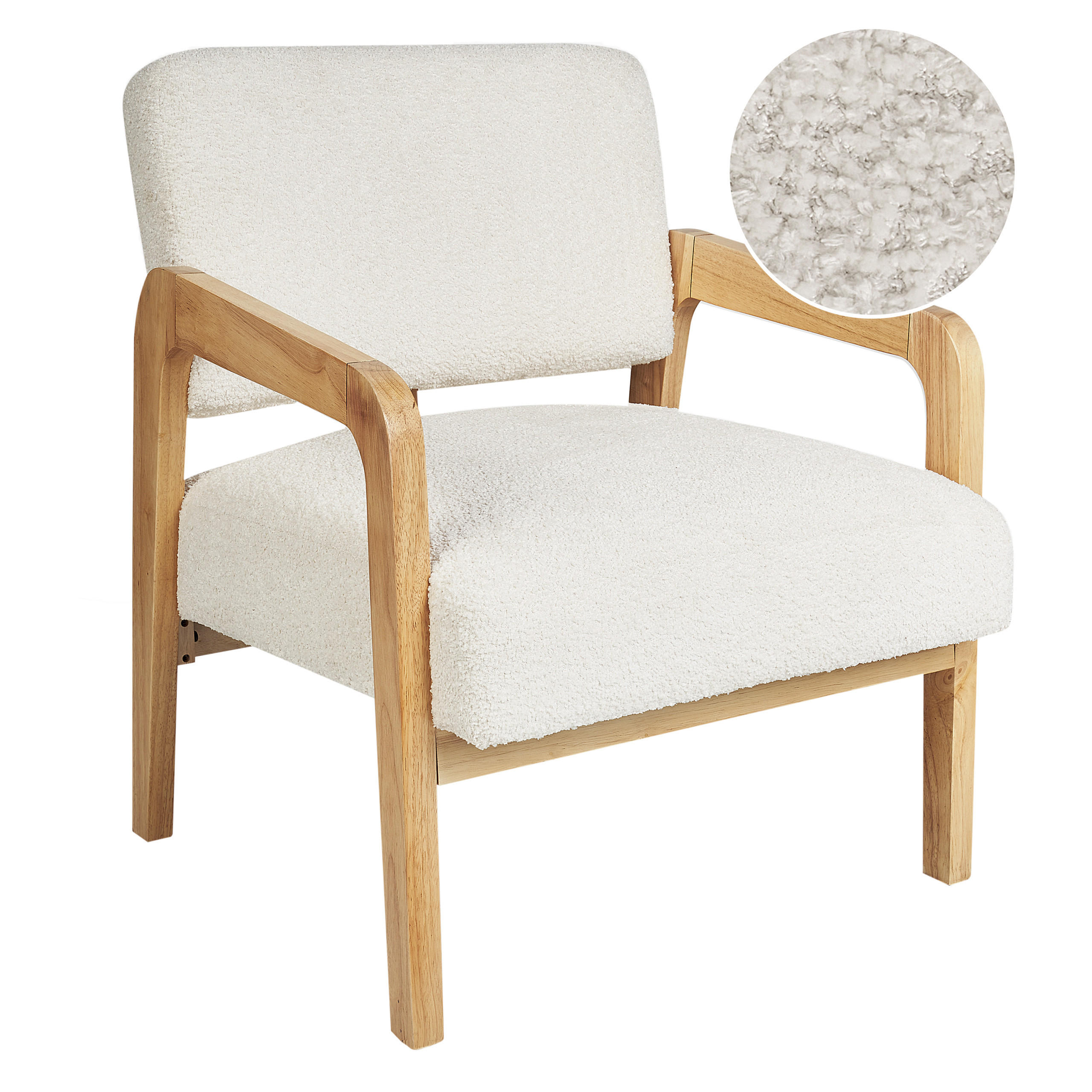 SESSEL Bouclé Cremeweiß Hjo - Hellbraun/Weiß, Textil (61/76/68cm) - Beliani
