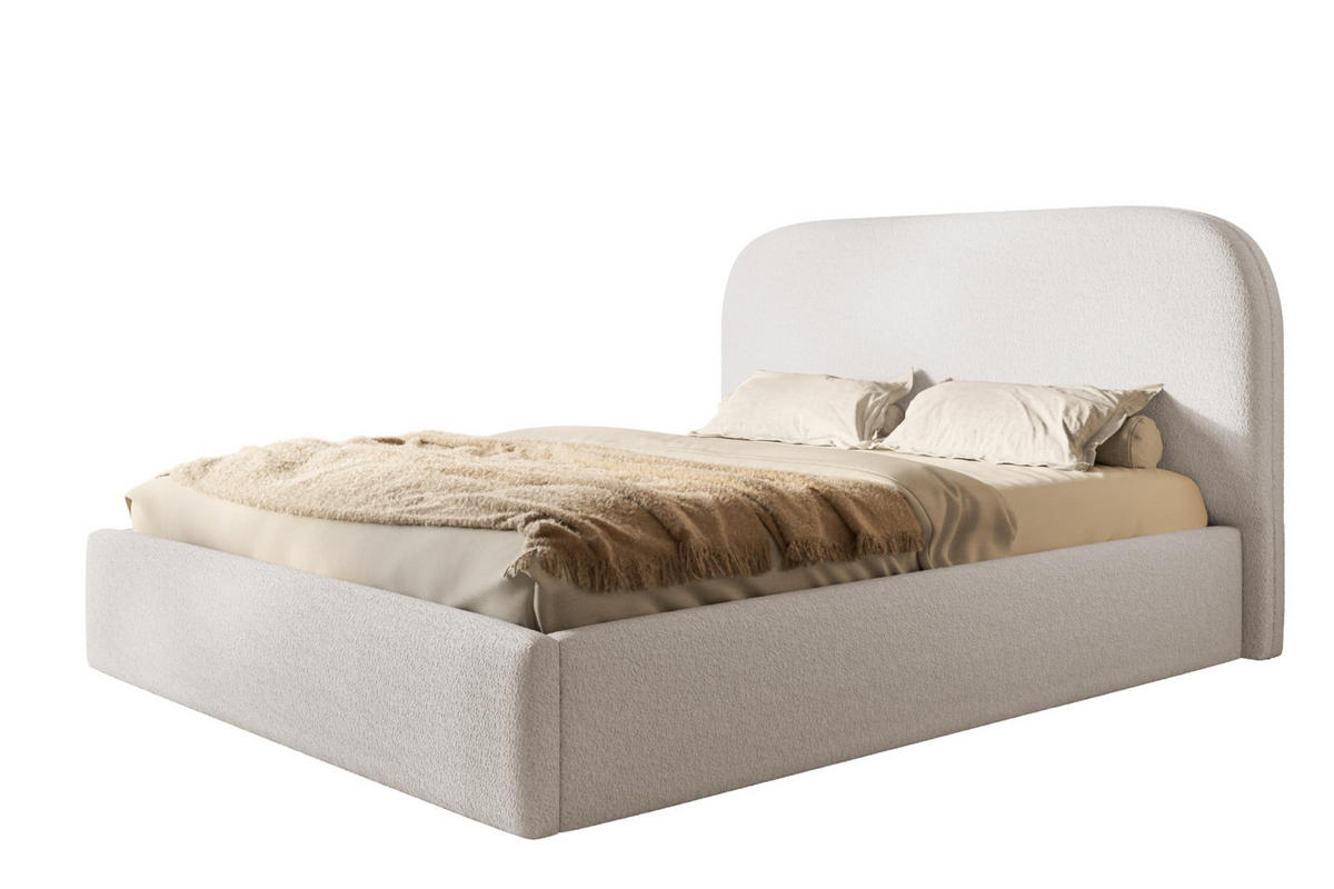 BETT 90x200 - Polsterbett mit Bettkasten und Holzrahmen - Modern Betten - Kuscheliger Catch-Me-Stoff - Kollektion Verona - Weiß - Weiß, Holz/Textil (90/200cm) - Alpi-Möbel