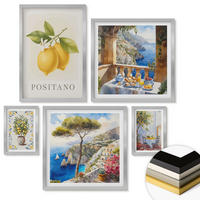 WANDBILDER 5er Set - 50x50 cm & 20x30 cm & 40x60 cm Silberner Rahmen - Charmante Straßen mit Pflanzen - Silberfarben, Kunststoff (40/60cm) - ArtPrintCave