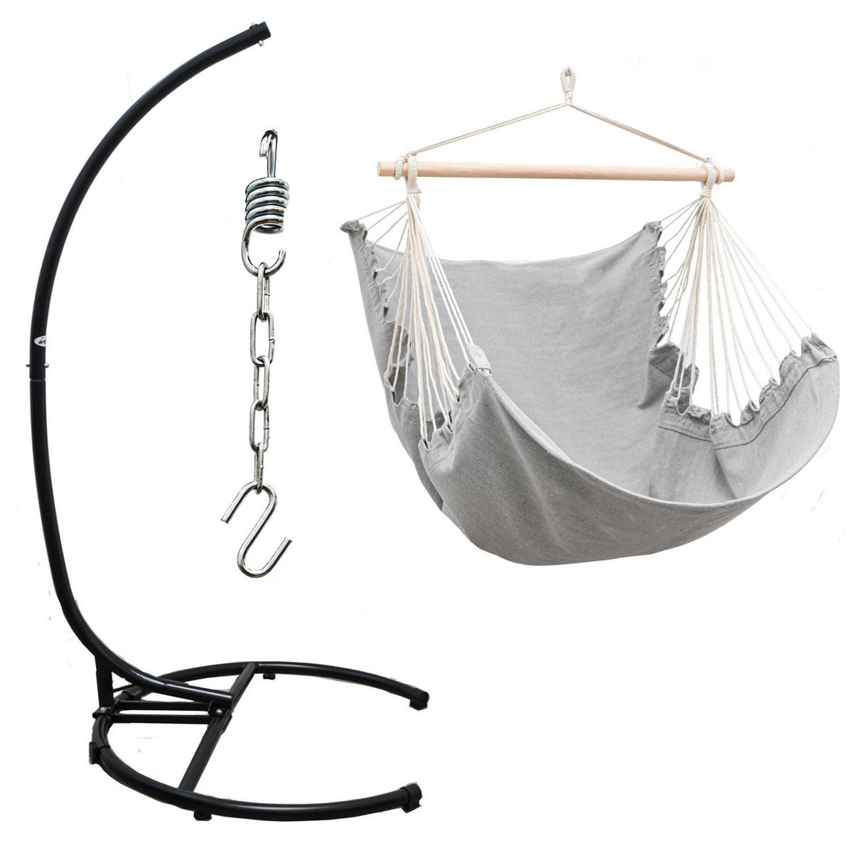 XL-HÄNGESESSEL inkl. Gestell bis 150kg, 210cm, Lilac-Grau - Grau, Metall (110/210/125cm) - Amanka