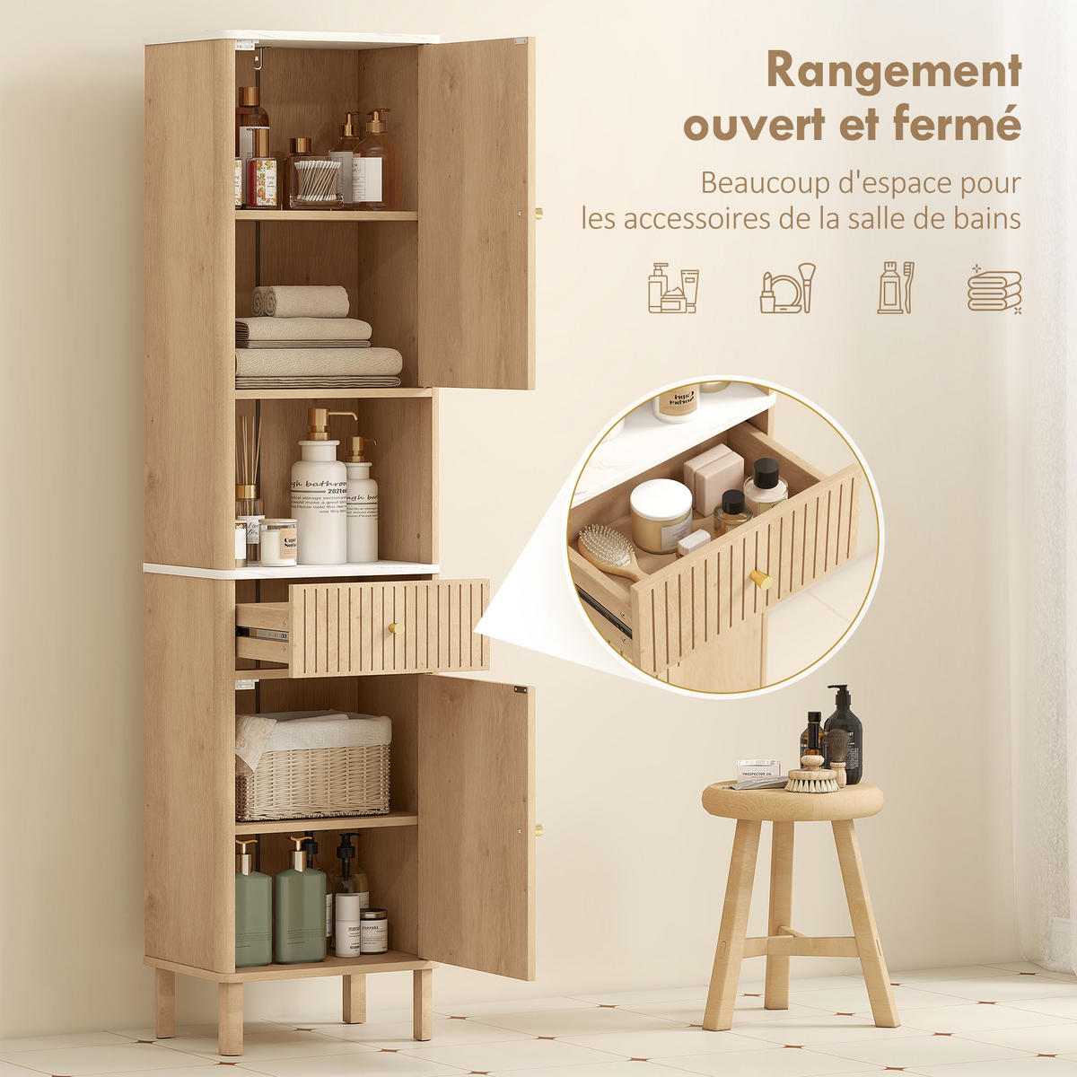 HOCHSCHRANK DE-12490 41,5/30/168 cm Eiche - Eichefarben, Holzwerkstoff (30/168/41.5cm) - ComfortXL