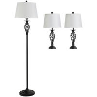 3ER-LAMPENSET 2 Tischlampe(ø38 x 158 cm) + 1 Stehlampe(ø30 x 62 cm) Weiß - Multicolor, Metall (38/158/30cm) - HOMCOM