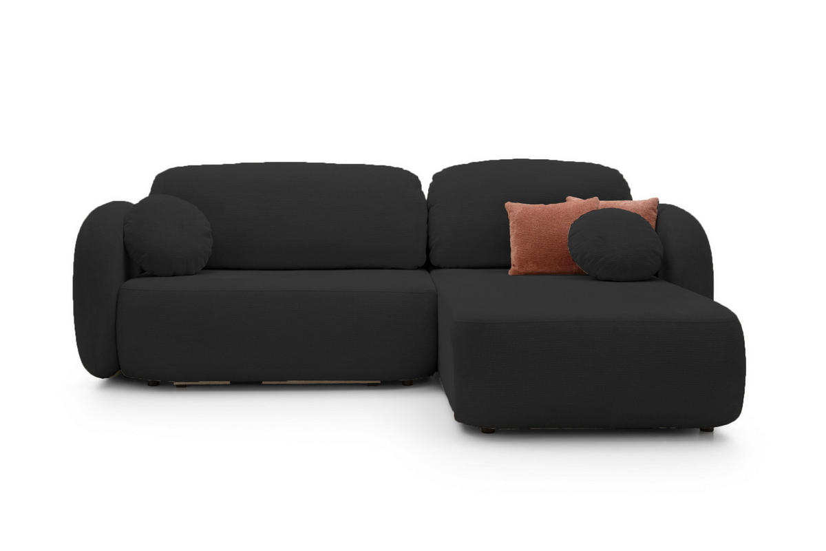 ECKSOFA OLIO L-Form Schlaffunktion mit Bettkasten, lose Rückenkissen, freistehend, RECHTS 248x174 cm Graphite-coloured - Graphitfarben, Holz/Textil (248/174cm) - DomoHome