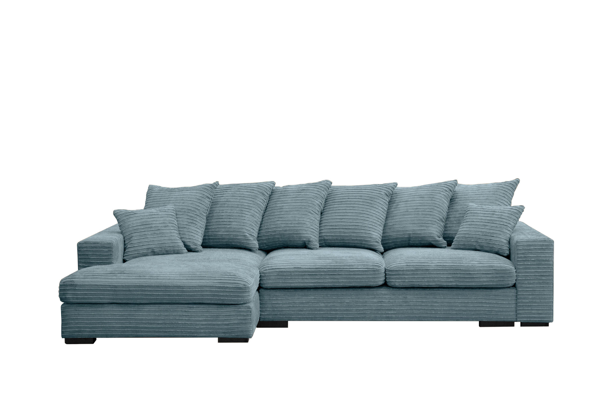 ECKSOFA Mit Schlaffunktion Und Bettkasten Couch L-form Gabon Stoff Zoom Hellblau Links - Hellblau, Holz (155/285cm) - Kaiser Möbel
