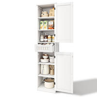 GESCHIRRSCHRANK 170 cm MDF Weiß mit 2 Türen und Retro-Gitterdesign - Weiß, Holzwerkstoff (30/170/40cm) - Korfee
