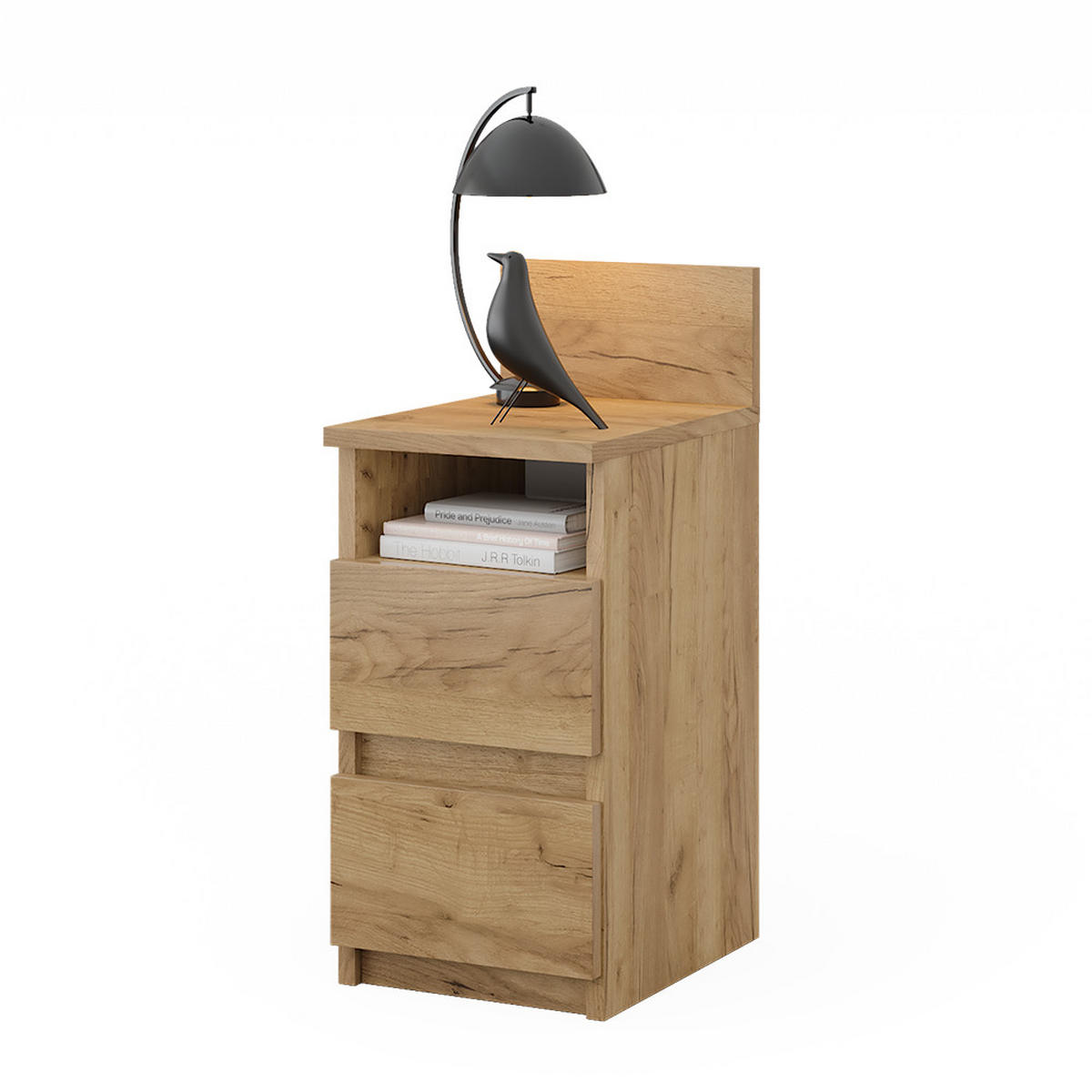 NACHTTISCH Monty Goldkraft Eiche 25 x 59.1 cm mit 2 Schubladen - Honigeiche, Holzwerkstoff (25/59.1/32.3cm) - Vicco