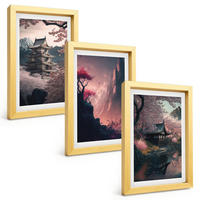 BILDER SET 3er Set - 20x30 cm Goldrahmen - Fantasielandschaften der japanischen Berge - Goldfarben, Kunststoff (20/30cm) - TULUP