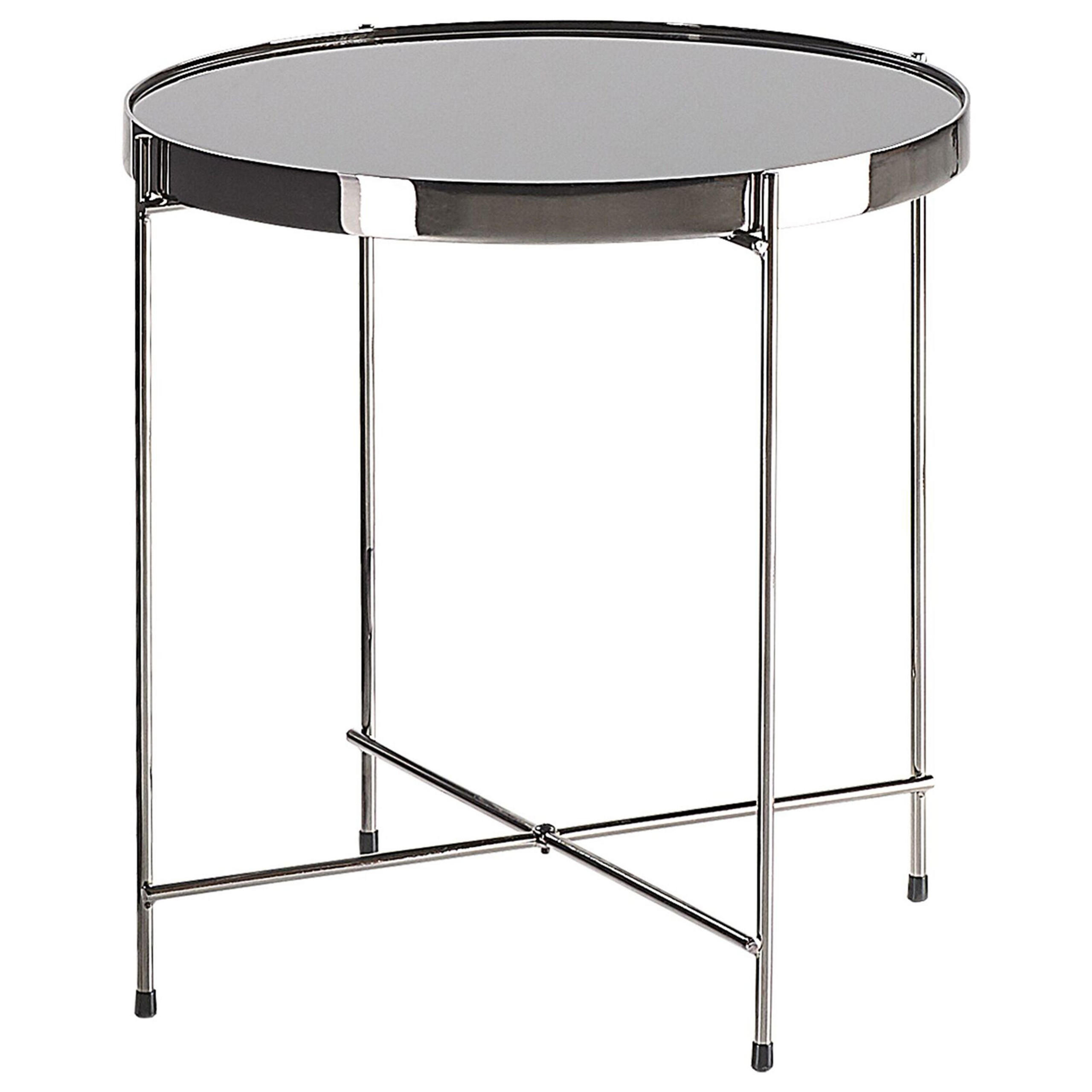 BEISTELLTISCH Glas schwarz/silber 40 cm Lucea - Silberfarben/Schwarz, Metall (40/40/44cm) - Beliani