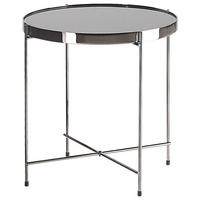 BEISTELLTISCH Glas schwarz/silber 40 cm Lucea - Silberfarben/Schwarz, Metall (40/40/44cm) - Beliani