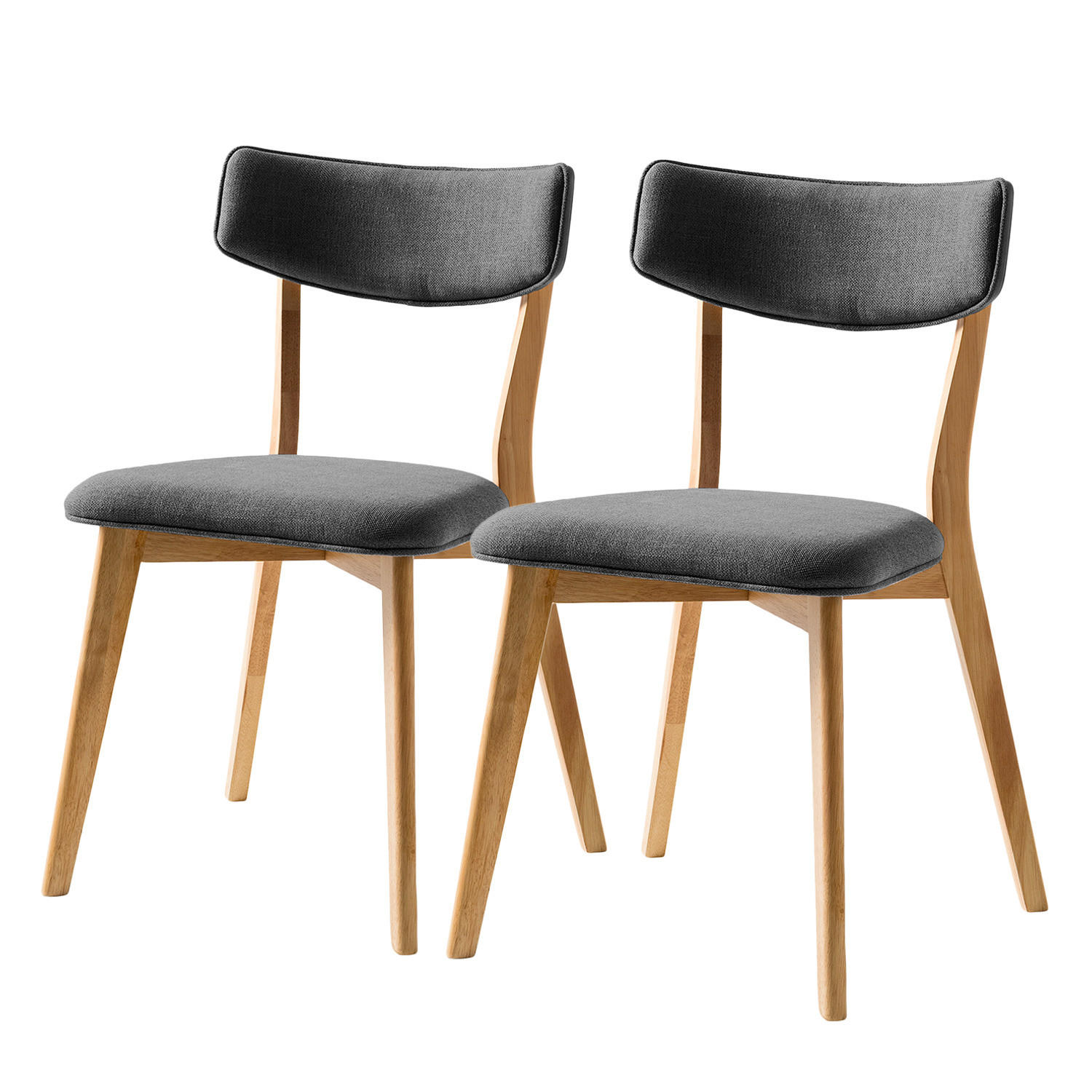 ESSZIMMERSTUHL - Webstoff / Gummibaum massiv - Dunkelgrau, Holz/Holzwerkstoff (50/79/50cm) - home24