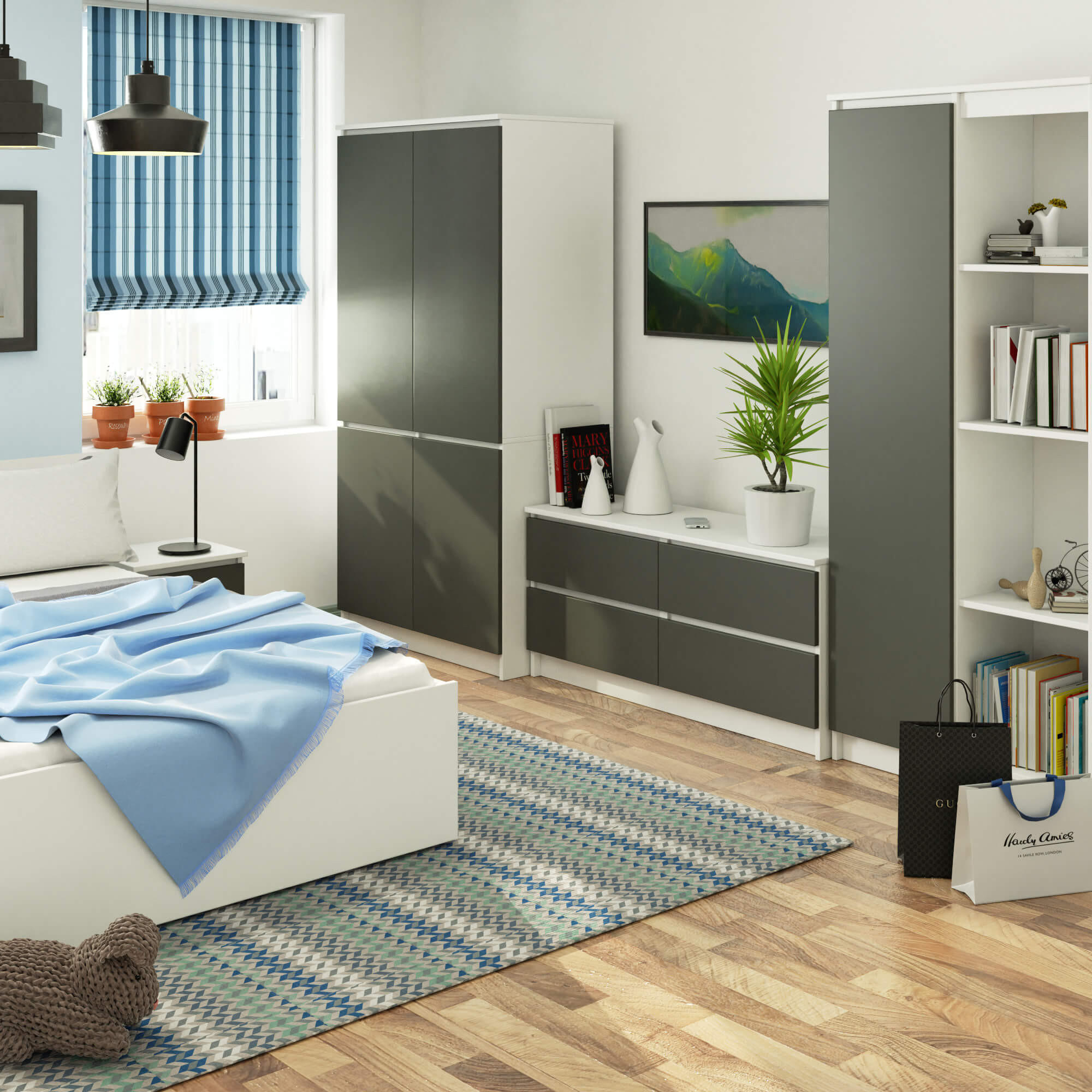Raumhirsch Furniture Kleiderschrank Weiß 90x180x51 cm
