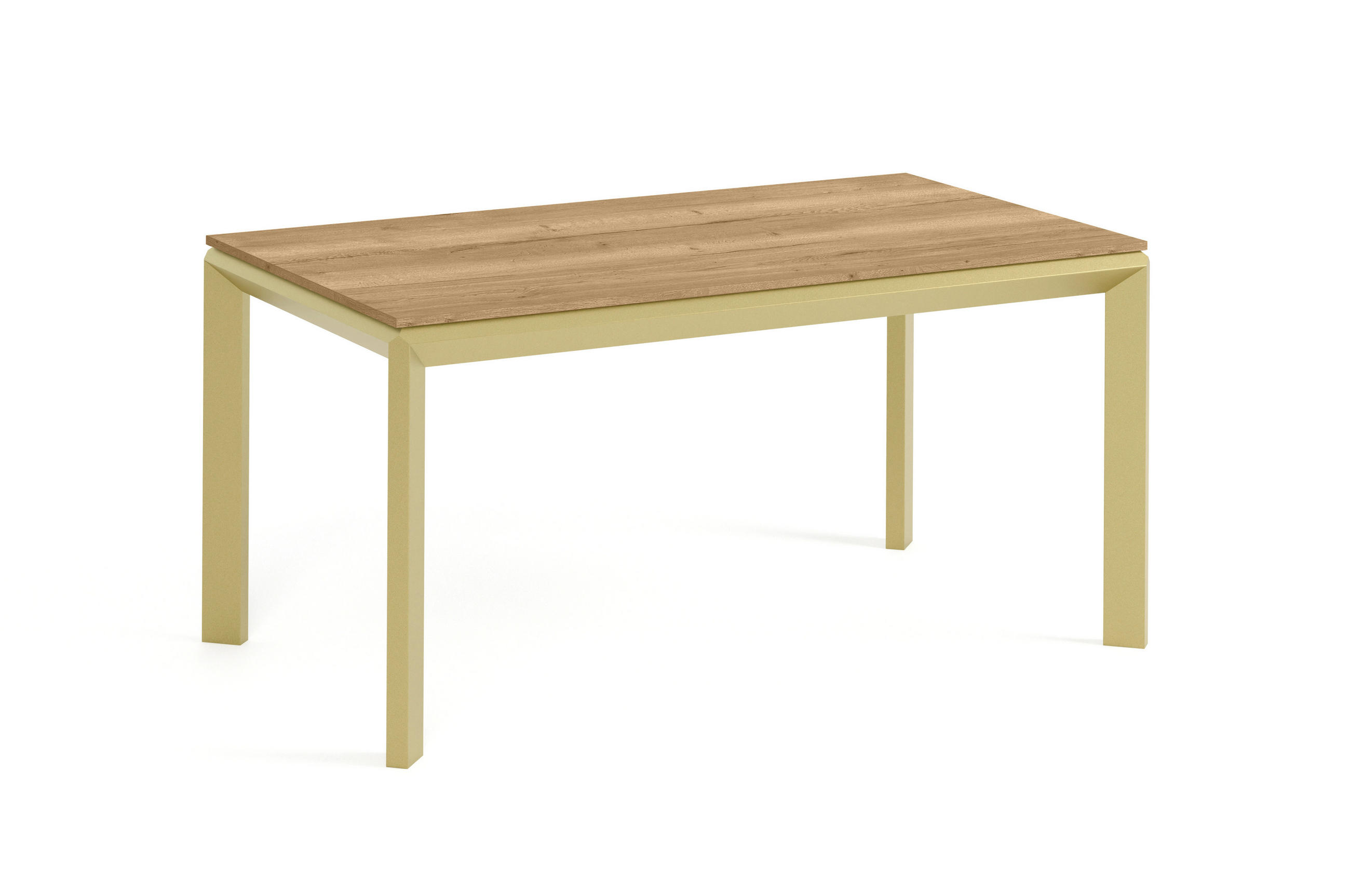 Meblini Esstisch Hellbraun, Gold 160x76x90 cm