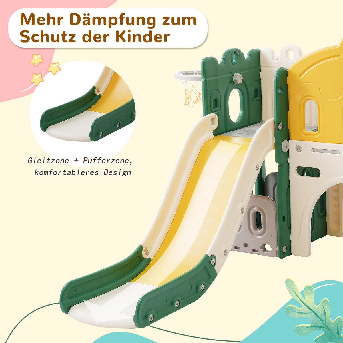 KINDERRUTSCHE 6 in 1, Grün - Grün, Kunststoff (190/151cm)